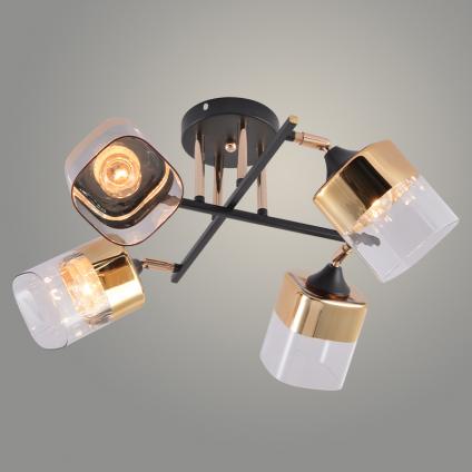 Люстра XA1620B/4 BK+FGD чёрный+золотой хром 4х60W E27 d430 h270, HN25